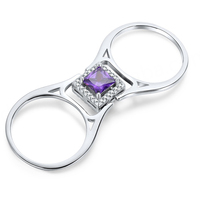 Bague réversible en argent sterling 925 plaqué rhodium avec améthyste naturelle pour mariage ou fête