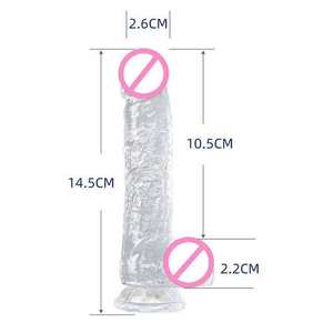 Großhandel 6-Zoll Kleiner Transparenter Realistischer Weicher <span class=keywords><strong>Dildo</strong></span> - Dünner Schlanker Penis mit Saugnapf Wasserdichtes Erwachsenen-Spielzeug für Schwule G-Punkt Anale Stimulation - Product Image 3