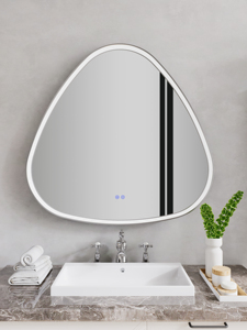 Espejo de Baño LED de Forma Irregular con Marco Blanco, Interruptor Táctil, Diseño Moderno, Clasificación IP44, para Montar en la Pared - Product Image 4
