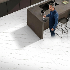 Arctic Imperial 600x600mm Polished Porcelain Tiles Carrara White Marble Look Glossy Interior Flooring - Product Image 2