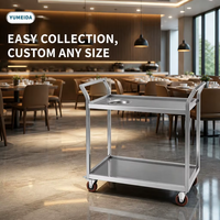 Troli Sampah Stainless Steel 201/304 Heavy Duty dengan Inlet Independen, Ukuran Dapat Disesuaikan untuk Dapur Hotel Komersial, Tempat Sampah Bergerak