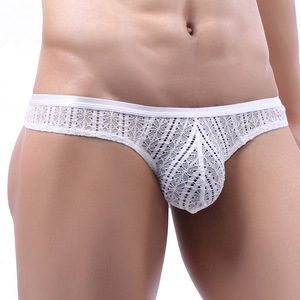 Calzoncillos de encaje transpirables de talle bajo para hombre, diseño erótico, ultrafinos, transparentes, de malla de nailon, con bolsa de realce, para discoteca gay, venta al por mayor - Product Image 3