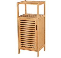 Meuble de salle de bain autoportant, petit meuble de sol en bambou, table d'appoint de canapé à 4 niveaux avec une seule porte, organisateur de rangement