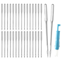Aiguilles universelles pour machine à coudre, compatibles avec Singer, Brother, Janome, assorties à un enfile-aiguille pour machine à coudre, outil d'enfilage