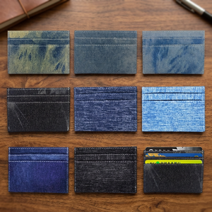 Wriza Denim Customizable Multi Function Credit Business <b>Card</b> <b>Holder</b> <b>Wallet</b> Premium RFID Blocking Slim 4 Inch 30mm Thick No - Product Image 3