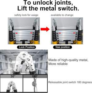 Tangga Lipat A-Frame Aluminium Teleskopik 18FT Bersertifikasi EN131 Kapasitas 330lbs Dapat Dilipat Lebar 39 inci Dengan Palang Penyeimbang Roda Portabel Untuk Mobil - Product Image 3