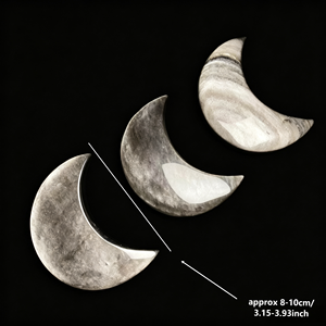 Vente en gros de sculptures de lune en obsidienne argentée naturelle de 8 à 10 cm, ornements en cristal pour la guérison spirituelle, décoration intérieure - Product Image 3