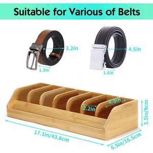 ไม้ไผ่กล่องจัดระเบียบเข็มขัดชั้นแสดงเข็มขัดสำหรับตู้เสื้อผ้าที่เก็บเข็มขัด - Product Image 5