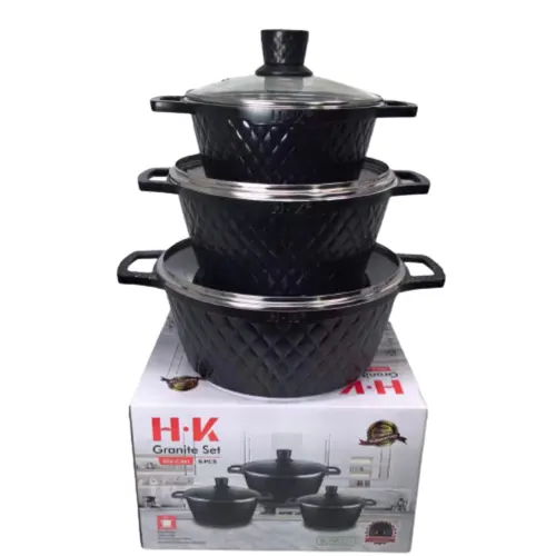 Moderne Keuken 6-delige Soep Pot Set Marmeren Non-Stick Pot Koken Setnon Stick Kookgerei Set Graniet