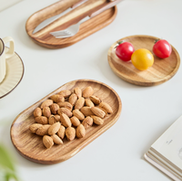 Assiette ovale en bois d'acacia, plateau de service en bois massif naturel avec rebord surélevé pour les collations, les fruits, le pain, les desserts