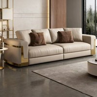 Ensemble de canapés sectionnels de luxe modernes 2026 avec revêtement en cuir PU et pieds en acier inoxydable pour villa, appartement, centre commercial, hôtel et usage domestique