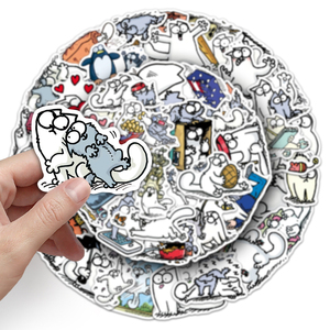 50 autocollants amusants et mignons <span class=keywords><strong>de</strong></span> <span class=keywords><strong>Simon</strong></span>'s Cat, style dessin animé, pour la décoration <span class=keywords><strong>de</strong></span> meubles et boîtes <span class=keywords><strong>de</strong></span> rangement DIY – Vente chaude en usine - Product Image 6
