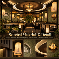 Décoration de restaurant écologique personnalisée de haute qualité avec éclairage LED, conception complète, construction de salle à manger, restaurant de restauration rapide