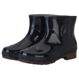 Boot hujan PVC anti selip, boot hujan ankle pria, anti air, bot taman, kerja, ujung kuat, bot hujan