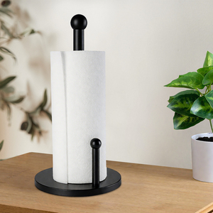 Porte-serviettes en <span class=keywords><strong>papier</strong></span> de cuisine moderne et élégant, noir, en acier inoxydable, avec support vertical - Product Image 2