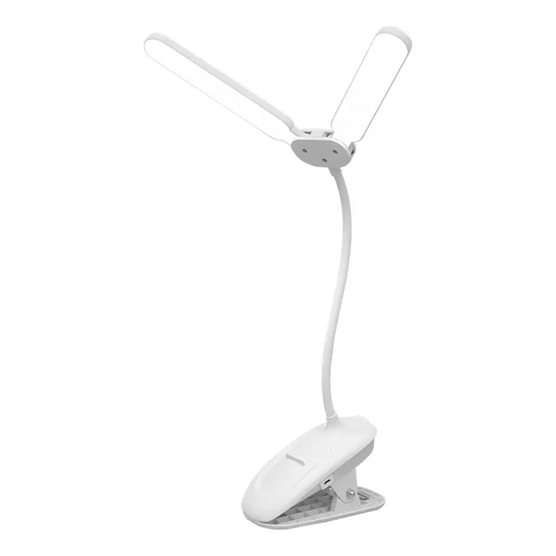 Factory Customized Double Head Eye Protection Clip Desk Lamp LED Student Reading Rechargeable Bedroom Study Table Lamp