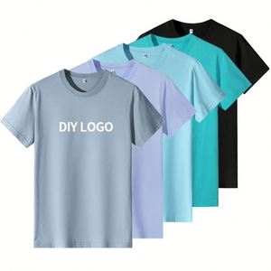 Breathable Quick Drying Men's T-shirt Woven Solid Color Casual Sports T Shirt Short Sleeved Blank Embroidery Custom logo T-shirt - Product Image 2