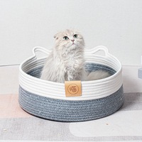 Lit multifonctionnel en corde de coton pour chat Panier de couchage confortable pour chiot chaton pour chat Utilisation quatre saisons
