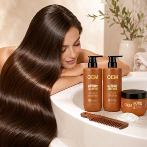 Fournisseur en gros de shampoings sur mesure à base d'huile d'argan, soins capillaires Silk Therapy, shampoing et après-shampoing, masque capillaire pour femmes - Product Image 1