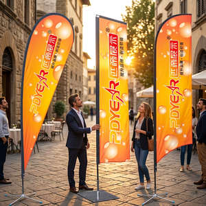 Bandiera a goccia personalizzata con asta, borsa per il trasporto e stampa a sublimazione per <span class=keywords><strong>pubblicità</strong></span>, fiere e promozioni - Product Image 1