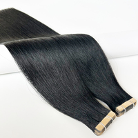 100% Cabello humano virgen Premium Remy Cinta de entrega rápida en extensiones Cabello humano Jet Black