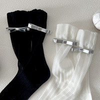 Chaussettes à nœud en cuir de soie cristalline à usage quotidien pour femmes avec logo pour le printemps et l'été