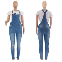 Pantalon en jean skinny à taille mi-haute pour femme, avec revers retroussé, pantalon en jean Gallus, salopette avec bretelles
