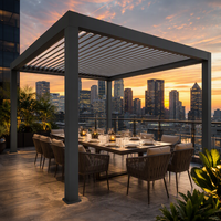 Pergola moderne en aluminium robuste de 120 mm, à lames orientables, imperméable, série E, motorisée, pour hôtel commercial, balcon, toit