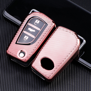 Custodia in fibra di carbonio morbida TPU custodia per chiave per <span class=keywords><strong>Toyota</strong></span> COROLLA camry LEVIN REIZ highlander <span class=keywords><strong>RAV4</strong></span> pieghevole portachiavi portachiavi borsa - Product Image 4