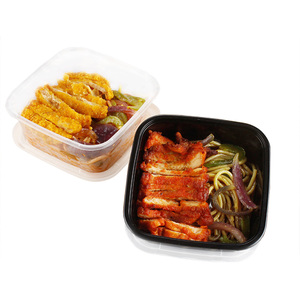 Food Packing Use PP Disposable Plastic Microwave 650 ml square Food Container with lid