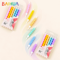 Fournitures pour fêtes, bougies d'anniversaire créatives en spirale multicolores faites à la main, 6 pièces, cire de qualité alimentaire premium pour cadeau