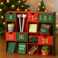 Calendrier de l'Avent 2026 en carton mat recyclable, boîte cadeau vide, boîte surprise, flexographie, estampage à froid