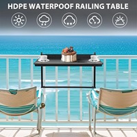 Table de balcon contemporaine de 40 pouces pour extérieur, en HDPE, réglable, à suspendre, pour balustrade de patio, mobilier de jardin extérieur