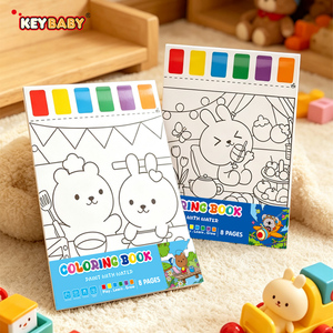 Livre de <span class=keywords><strong>coloriage</strong></span> <span class=keywords><strong>à</strong></span> l'aquarelle éducatif Keybaby, 12 thèmes, 8 pages, jouet artistique et créatif facile <span class=keywords><strong>à</strong></span> utiliser pour les enfants - Product Image 1