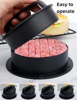 Presse à hamburgers 3-en-1 en plastique antiadhésif et écologique, moule à galettes de bœuf farcies pour sliders, avec papier sulfurisé pour barbecue