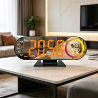 AIKS AK-3827LW Desktop Farbbildschirm Magic LED Digitalanzeige Spiegel Elektronische Leuchtende Farbwechsel Wohnzimmer Geräuschlose Uhr