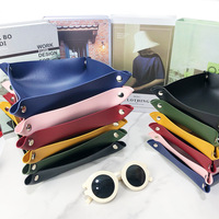 Plateau de valet en cuir PU minimaliste plateau de rangement de bureau pliable plateau de rangement pour petit article organisateur de stockage de bureau cadeau de réchauffement de maison