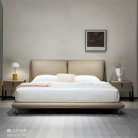 Cadre de lit double minimaliste King Size avec rangement pour hôtel et chambre à coucher de luxe Meubles en bois en cuir Lits Queen modernes