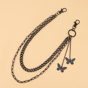 Colgante de mariposa negra, cadena de cintura de metal de doble capa para uso diario, accesorio de moda unisex - Product Image 2