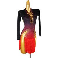 2026 Costume de concours de danse latine une pièce avancé, Robe de performance à strass et à franges pour Cha-Cha et examens d'arts