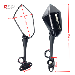 Nouveau rétroviseur de moto en alliage d'aluminium CNC et boîtier en plastique, verre plat, clignotant LED, montage avant, style sport, paire - Product Image 2