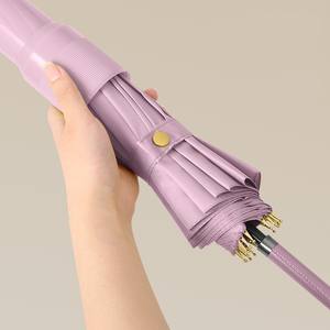 Parapluie promotionnel coupe-vent à poignée courbée, sans gouttelettes, avec logo personnalisé, parapluie droit avec housse télescopique en plastique - Product Image 4