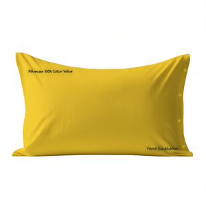 Pillowcase 100% Cotton <b>Yellow</b> French Size 65x65cm - Product Image 3