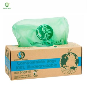 150bags/box 10L Non Plastic 100% Recyclable <strong>Bin</strong> <strong>Bags</strong> <strong>Biodegradable</strong> Compostable Kitchen Waste <strong>Bags</strong> Roll - Product Image 1