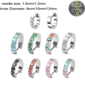 Nouvel Arrivage Boucles d'<span class=keywords><strong>oreilles</strong></span> créoles Huggie en Titane ASTM F136 G23, forme D, colorées, à tige plate, pour piercing implantable - Product Image 1
