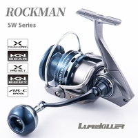 Carrete de Pesca Giratorio Lurekiller Rockman 3000-10000, Relación de Engranajes 6.2:1, 9 Rodamientos, Cuerpo Metálico, Anti-Reverse, para Pesca con Señuelos en Agua Salada y Dulce
