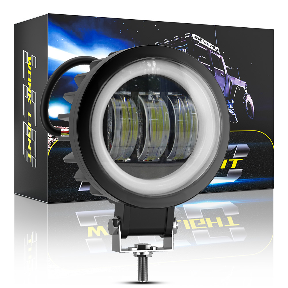 DXZ 30W 7D Waterproof Square LED Angel Eyes Light Bar New Spot Light Motorcycle Offroad Car Boat Work Light 12-24V CE RoHS