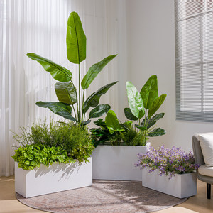 Jardinera Rectangular Grande de 36 Pulgadas con Plantas Tropicales Artificiales, Planta Artificial de Ave del Paraíso en Maceta para Decoración de Oficina o Patio - Product Image 1