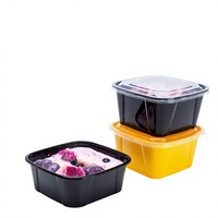 Boîte d'emballage jetable en plastique épaissi de style américain, petite boîte carrée pour desserts, idéale pour la gelée de plantes et le riz