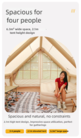 Tente gonflable portable en tissu Oxford de 6,3 mètres carrés avec deux portes et un grand hublot